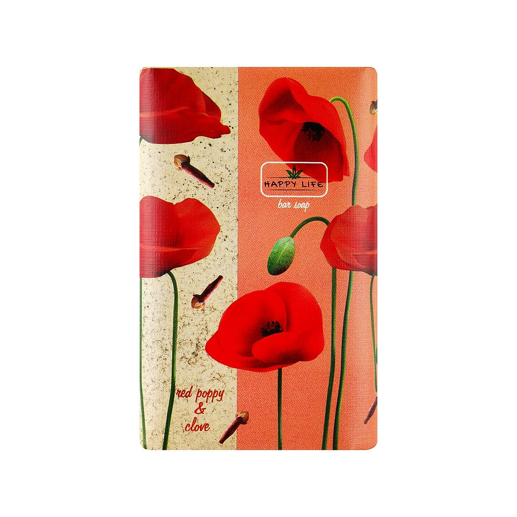 Тверде мило Happy Life Червоний мак і гвоздика 180 г (4823107604096) - фото 1