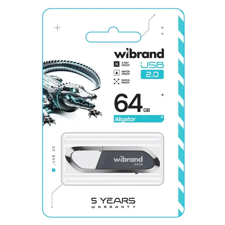 USB флеш накопичувач Wibrand 64GB Aligator Grey USB 2.0 (WI2.0/AL64U7G) - фото 2