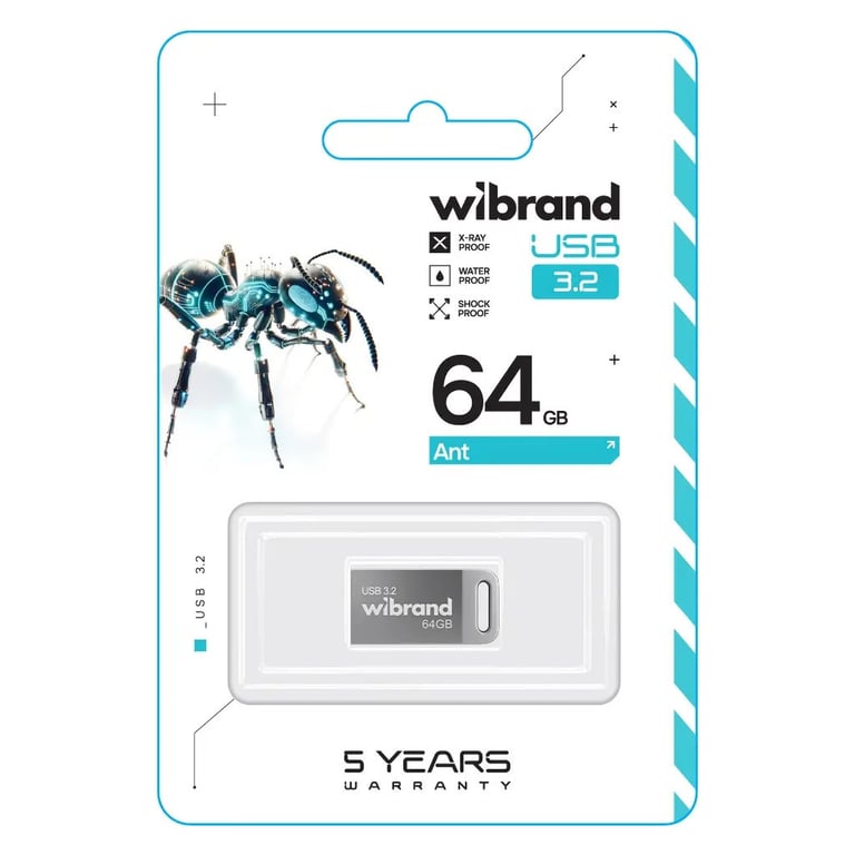 USB флеш накопичувач Wibrand 64GB Ant Silver USB 3.2 Gen 1 (USB 3.0) (WI3.2/AN64M4S) - фото 2