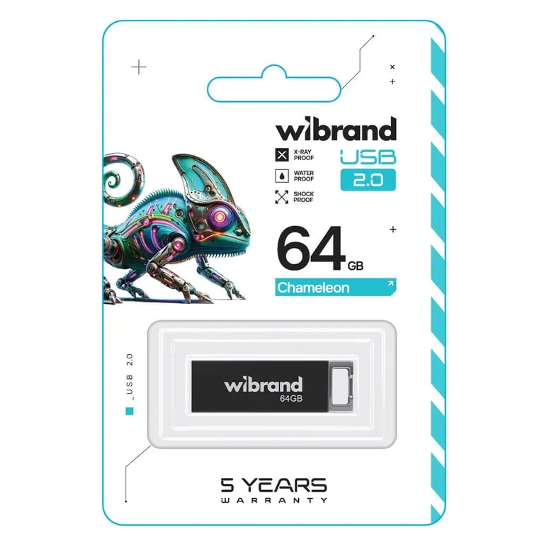 USB флеш накопичувач Wibrand 64GB Chameleon Black USB 2.0 (WI2.0/CH64U6B) - фото 2