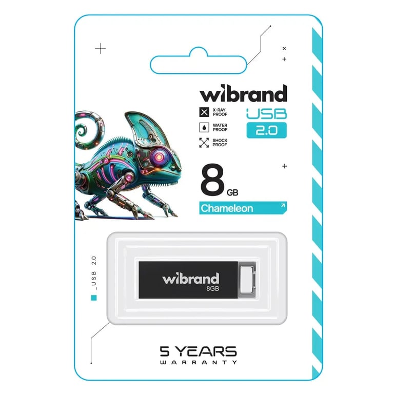 USB флеш накопичувач Wibrand 8GB Chameleon Black USB 2.0 (WI2.0/CH8U6B) - фото 2