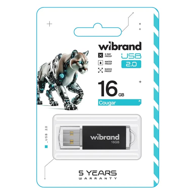 USB флеш накопичувач Wibrand 16GB Cougar Black USB 2.0 (WI2.0/CU16P1B) - фото 2