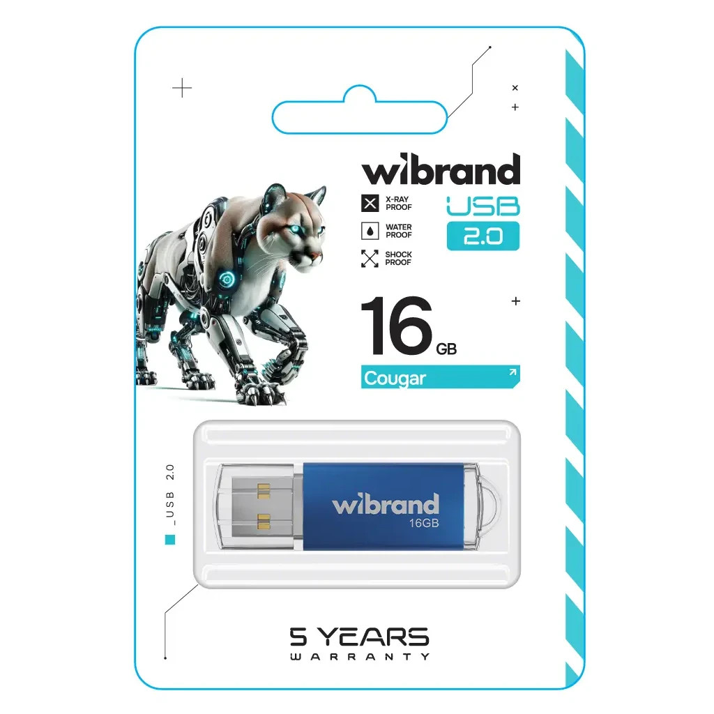 USB флеш накопичувач Wibrand 16GB Cougar Blue USB 2.0 (WI2.0/CU16P1U) - фото 2 USB флеш накопичувач Wibrand 16GB Cougar Blue USB 2.0 (WI2.0/CU16P1U) - фото 2