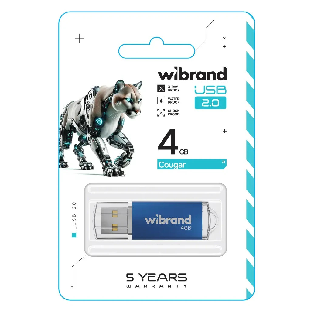 USB флеш накопичувач Wibrand 4GB Cougar Blue USB 2.0 (WI2.0/CU4P1U) - фото 2 USB флеш накопичувач Wibrand 4GB Cougar Blue USB 2.0 (WI2.0/CU4P1U) - фото 2