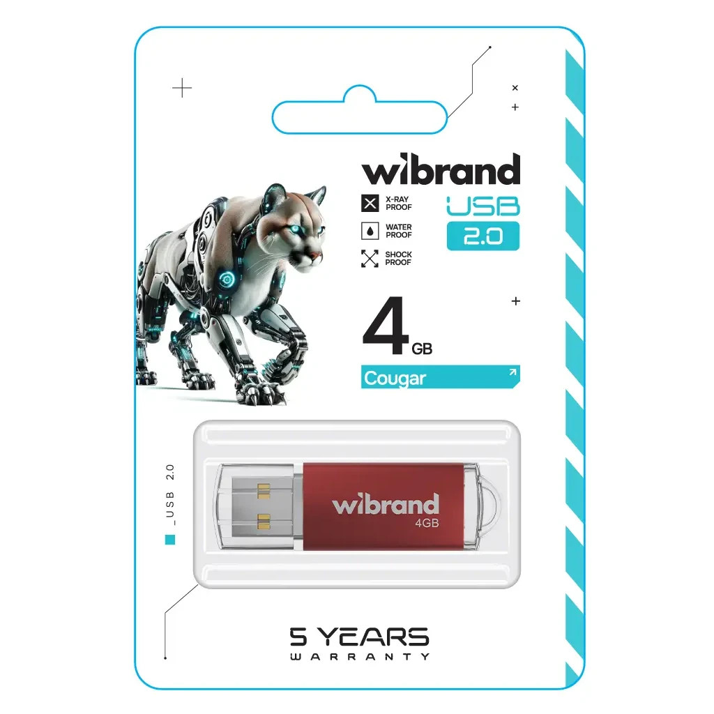 USB флеш накопичувач Wibrand 4GB Cougar Red USB 2.0 (WI2.0/CU4P1R) - фото 2 USB флеш накопичувач Wibrand 4GB Cougar Red USB 2.0 (WI2.0/CU4P1R) - фото 2