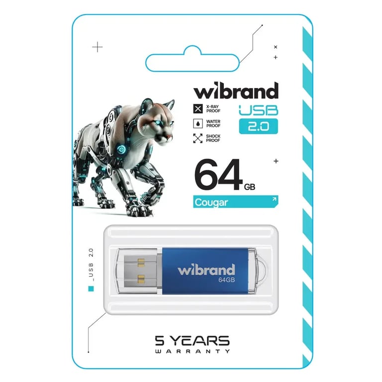USB флеш накопичувач Wibrand 64GB Cougar Blue USB 2.0 (WI2.0/CU64P1U) - фото 2