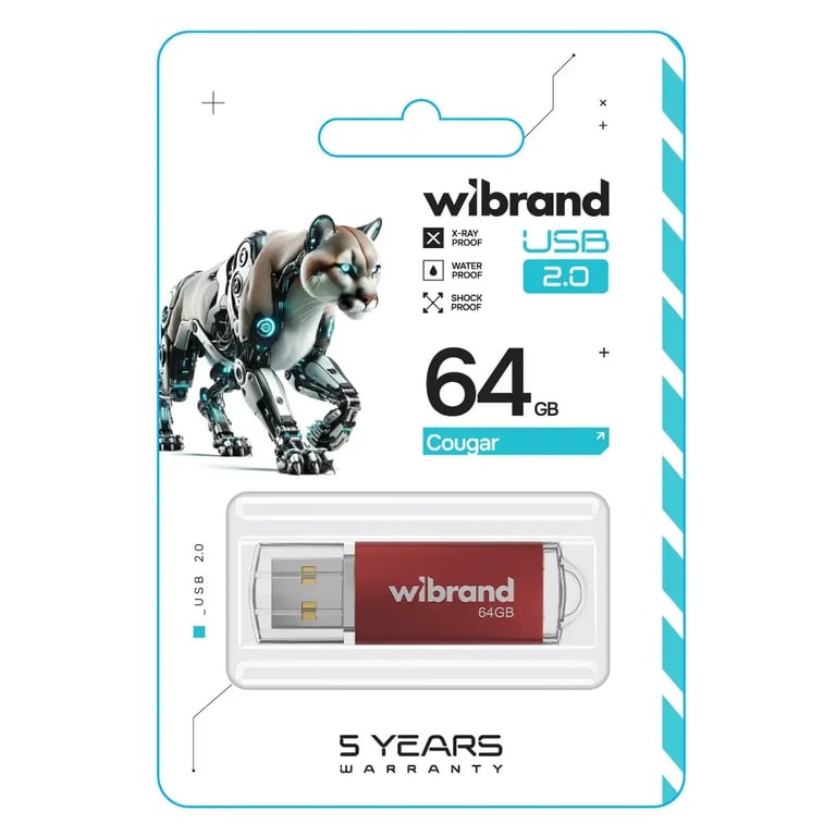 USB флеш накопичувач Wibrand 64GB Cougar Red USB 2.0 (WI2.0/CU64P1R) - фото 2