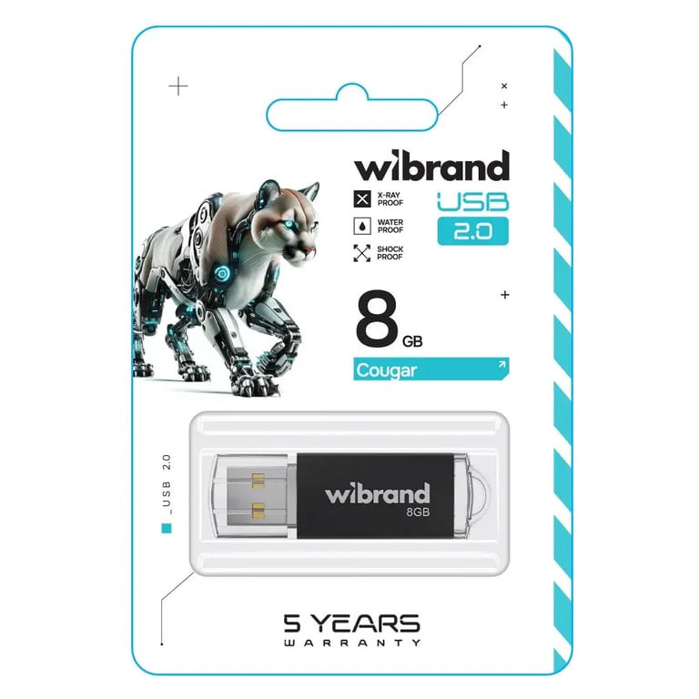 USB флеш накопичувач Wibrand 8GB Cougar Black USB 2.0 (WI2.0/CU8P1B) - фото 2