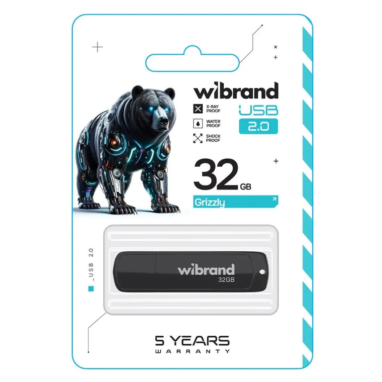 USB флеш накопичувач Wibrand 32GB Grizzly Black USB 2.0 (WI2.0/GR32P3B) - фото 2