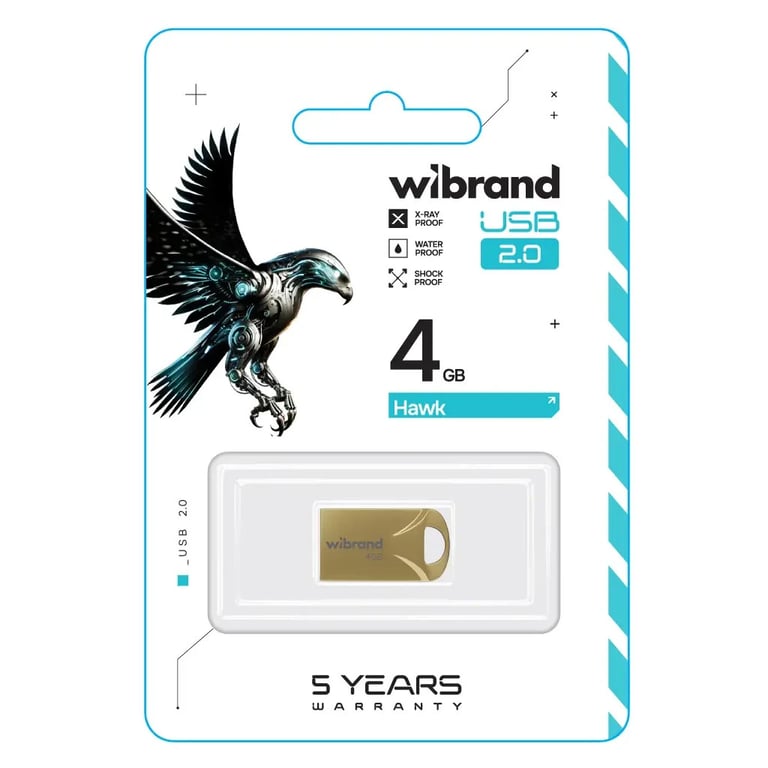 USB флеш накопичувач Wibrand 4GB Hawk Gold USB 2.0 (WI2.0/HA4M1G) - фото 2