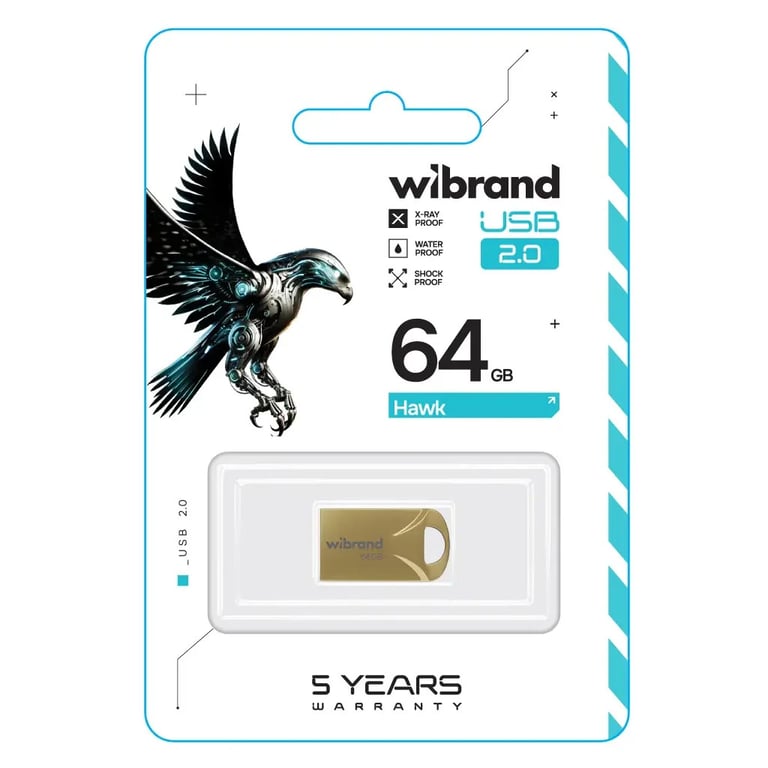 USB флеш накопичувач Wibrand 64GB Hawk Gold USB 2.0 (WI2.0/HA64M1G) - фото 2