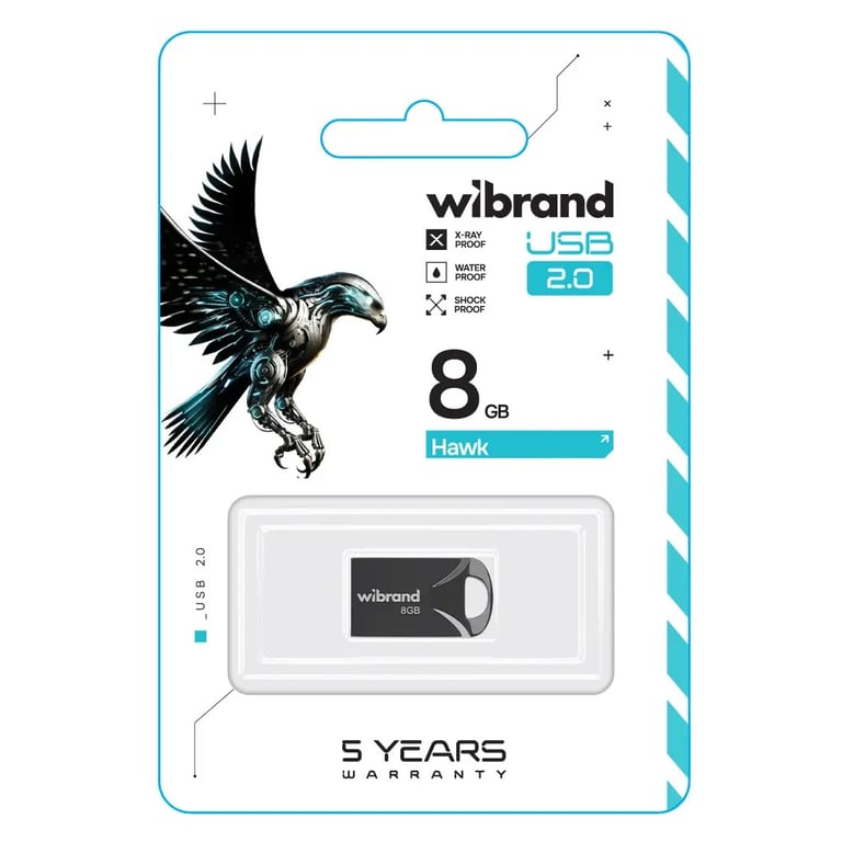 USB флеш накопичувач Wibrand 8GB Hawk Black USB 2.0 (WI2.0/HA8M1B) - фото 2