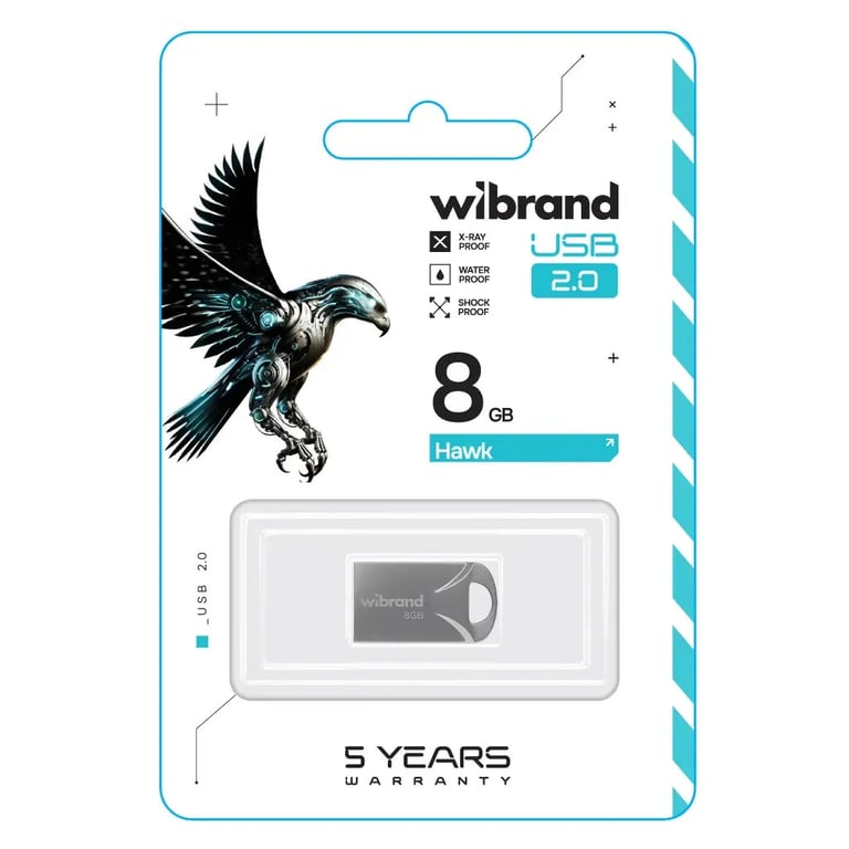 USB флеш накопичувач Wibrand 8GB Hawk Silver USB 2.0 (WI2.0/HA8M1S) - фото 2