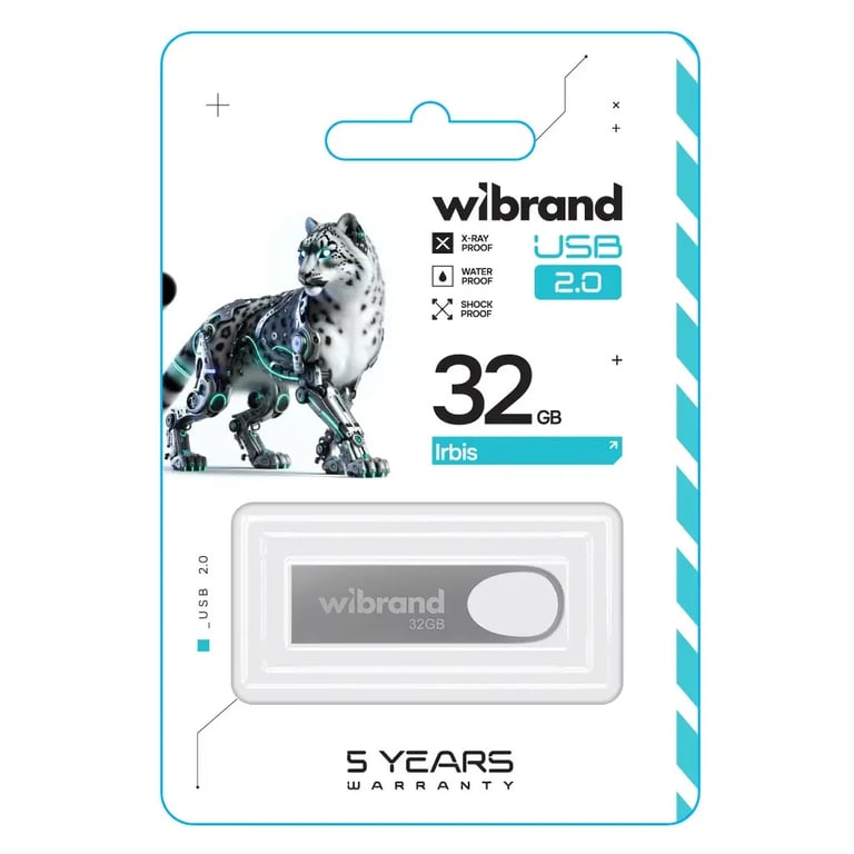 USB флеш накопичувач Wibrand 32GB Irbis Silver USB 2.0 (WI2.0/IR32U3S) - фото 2