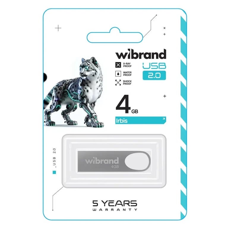 USB флеш накопичувач Wibrand 4GB Irbis Silver USB 2.0 (WI2.0/IR4U3S) - фото 2
