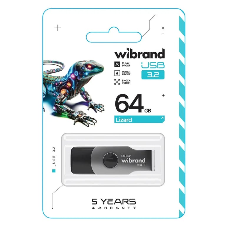 USB флеш накопичувач Wibrand 64GB Lizard Black USB 3.2 Gen 1 (USB 3.0) (WI3.2/LI64P9B) - фото 3