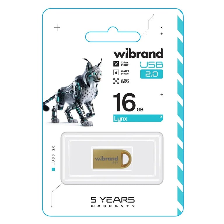 USB флеш накопичувач Wibrand 16GB lynx Gold USB 2.0 (WI2.0/LY16M2G) - фото 2