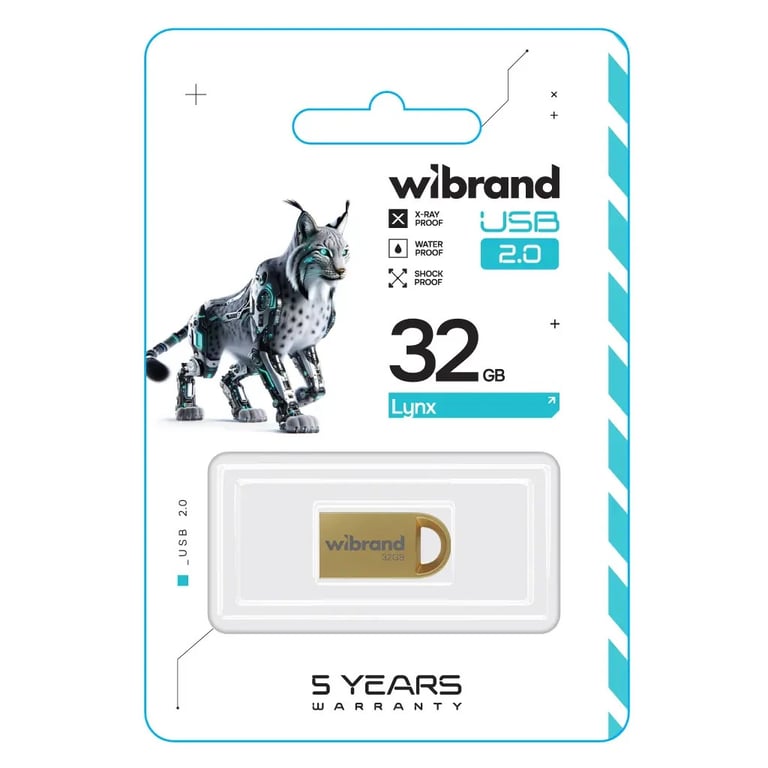 USB флеш накопичувач Wibrand 32GB lynx Gold USB 2.0 (WI2.0/LY32M2G) - фото 2