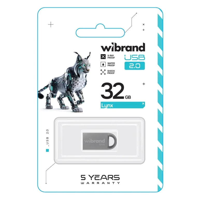 USB флеш накопичувач Wibrand 32GB lynx Silver USB 2.0 (WI2.0/LY32M2S) - фото 2