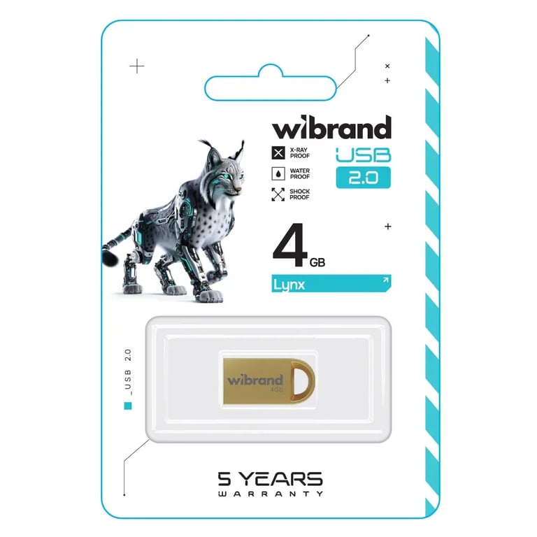 USB флеш накопичувач Wibrand 4GB lynx Gold USB 2.0 (WI2.0/LY4M2G) - фото 2