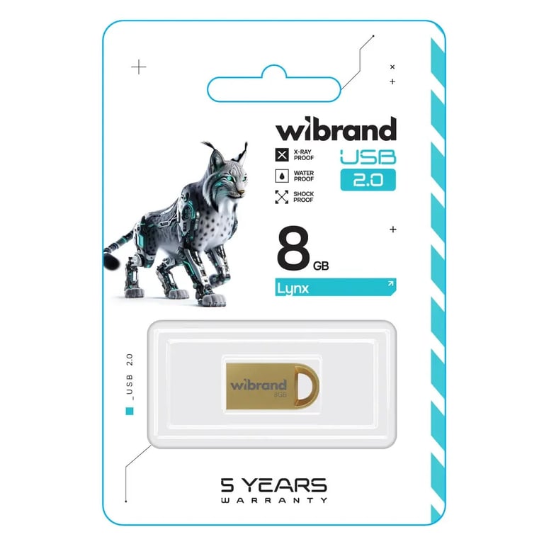 USB флеш накопичувач Wibrand 8GB lynx Gold USB 2.0 (WI2.0/LY8M2G) - фото 2