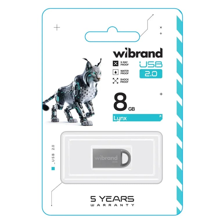 USB флеш накопичувач Wibrand 8GB lynx Silver USB 2.0 (WI2.0/LY8M2S) - фото 2