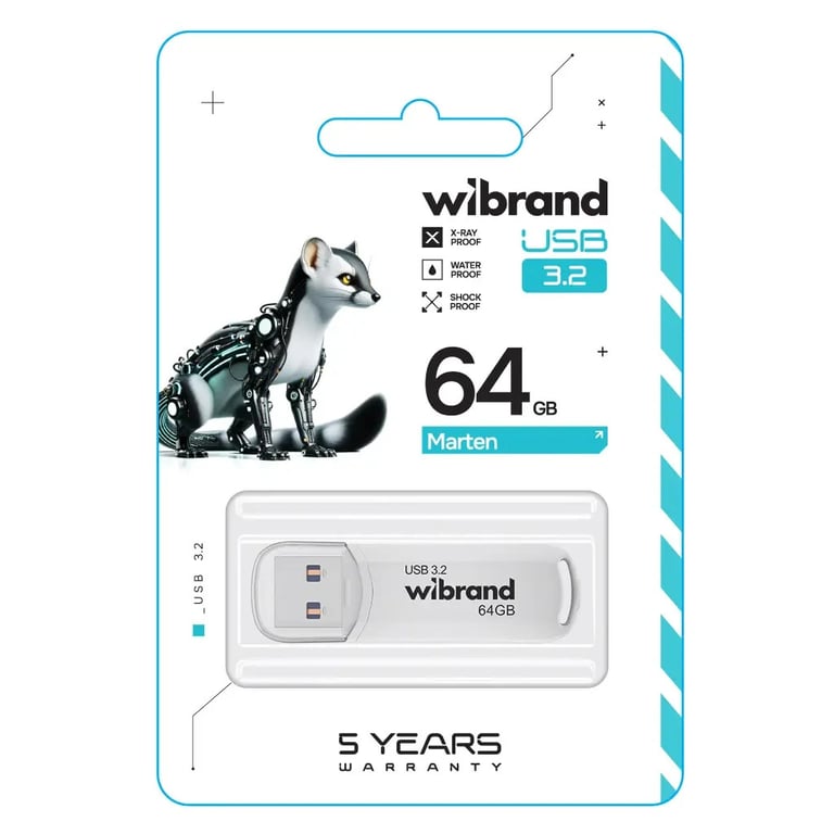 USB флеш накопичувач Wibrand 64GB Marten White USB 3.2 Gen 1 (USB 3.0) (WI3.2/MA64P10W) - фото 2