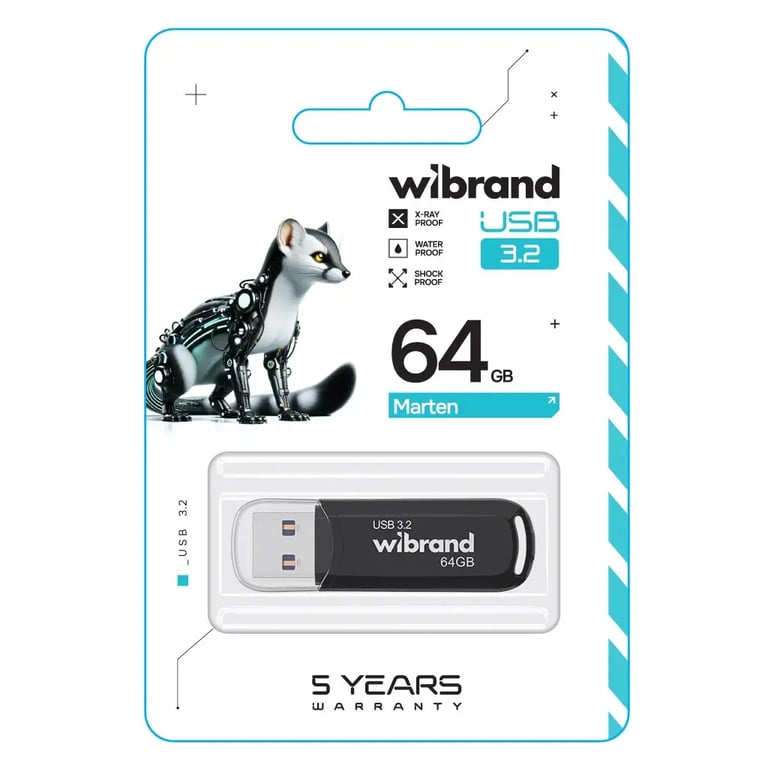 USB флеш накопичувач Wibrand 64GB Marten Black USB 3.2 Gen 1 (USB 3.0) (WI3.2/MA64P10B) - фото 2