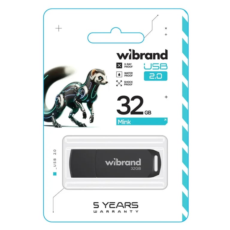 USB флеш накопичувач Wibrand 32GB Mink Black USB 2.0 (WI2.0/MI32P4B) - фото 2