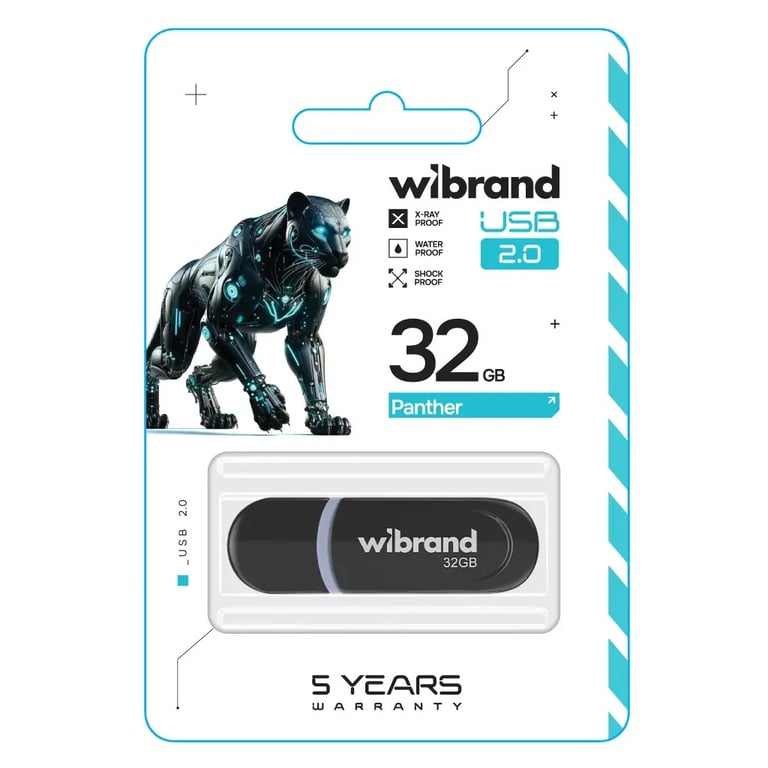 USB флеш накопичувач Wibrand 32GB Panther Black USB 2.0 (WI2.0/PA32P2B) - фото 2