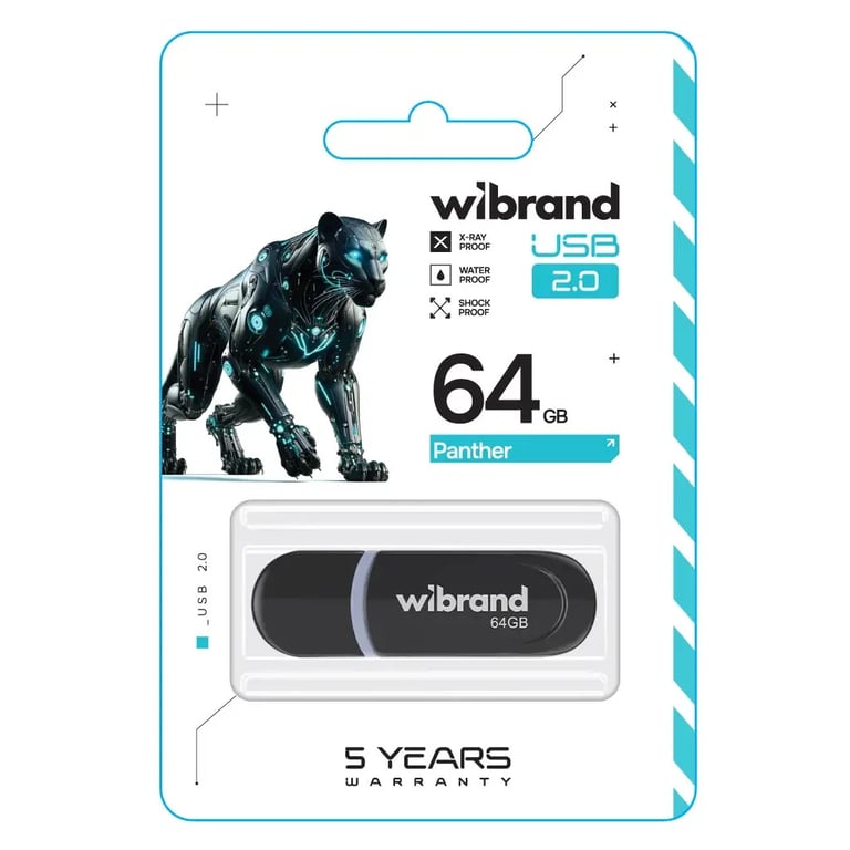 USB флеш накопичувач Wibrand 64GB Panther Black USB 2.0 (WI2.0/PA64P2B) - фото 2