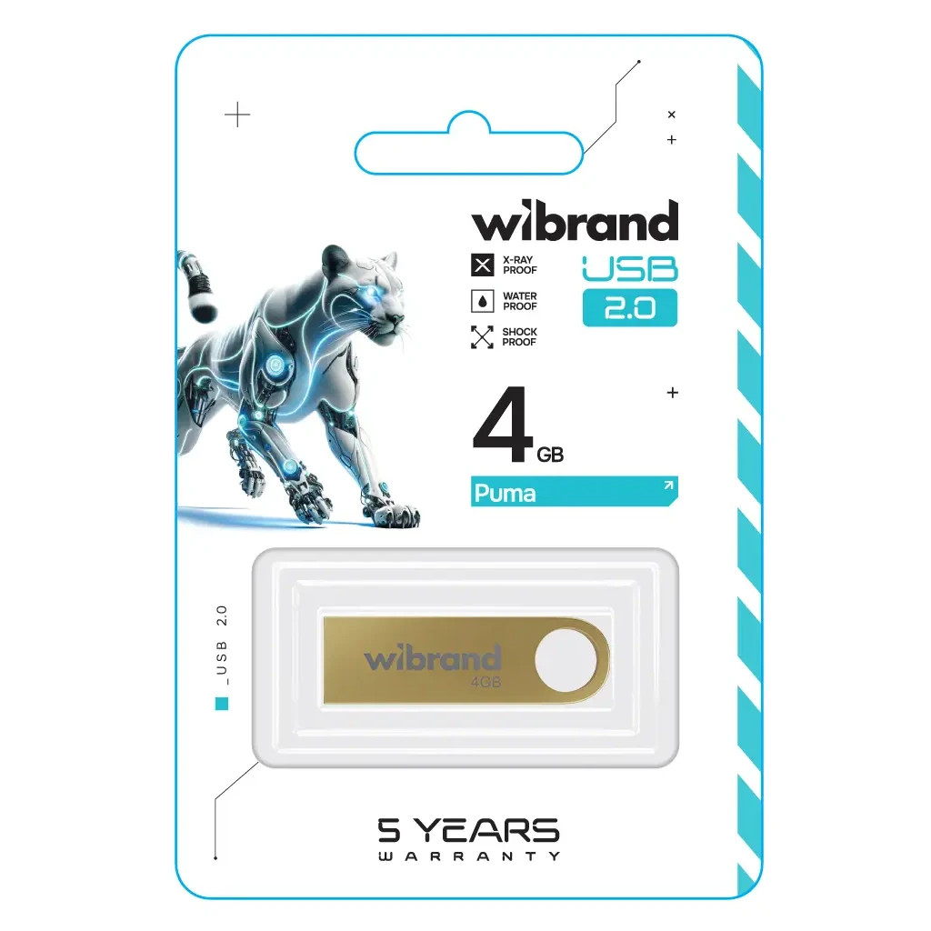 USB флеш накопичувач Wibrand 4GB Puma Gold USB 2.0 (WI2.0/PU4U1G) - фото 2 USB флеш накопичувач Wibrand 4GB Puma Gold USB 2.0 (WI2.0/PU4U1G) - фото 2