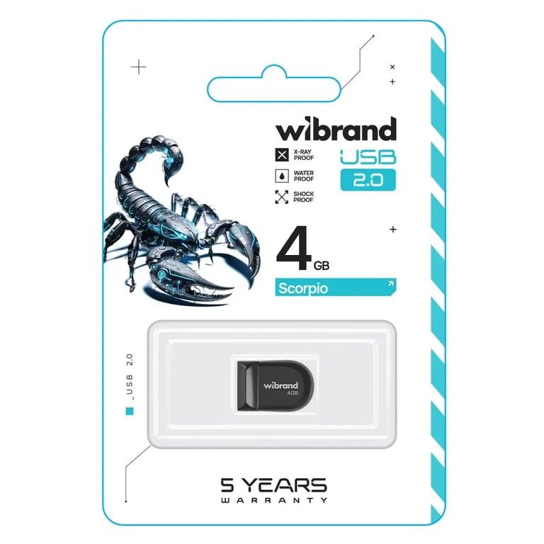 USB флеш накопичувач Wibrand 4GB Scorpio Black USB 2.0 (WI2.0/SC4M3B) - фото 2