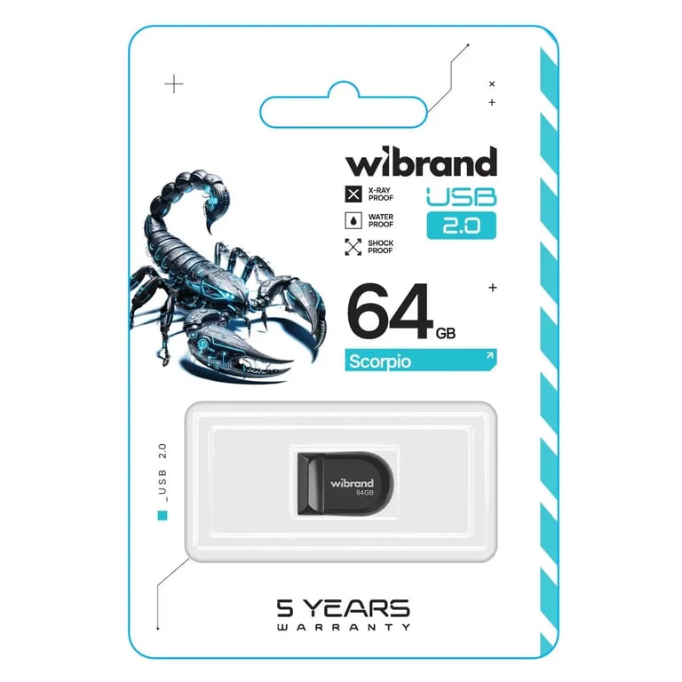 USB флеш накопичувач Wibrand 64GB Scorpio Black USB 2.0 (WI2.0/SC64M3B) - фото 2