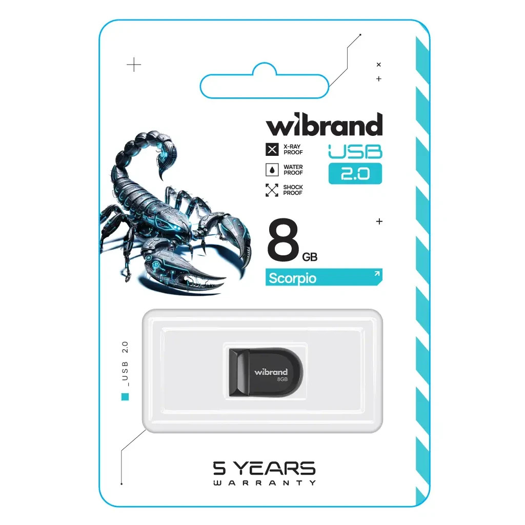 USB флеш накопичувач Wibrand 8GB Scorpio Black USB 2.0 (WI2.0/SC8M3B) - фото 2 USB флеш накопичувач Wibrand 8GB Scorpio Black USB 2.0 (WI2.0/SC8M3B) - фото 2