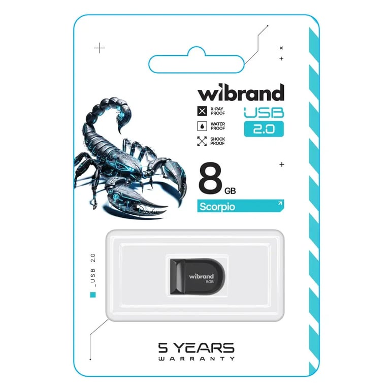 USB флеш накопичувач Wibrand 8GB Scorpio Black USB 2.0 (WI2.0/SC8M3B) - фото 2