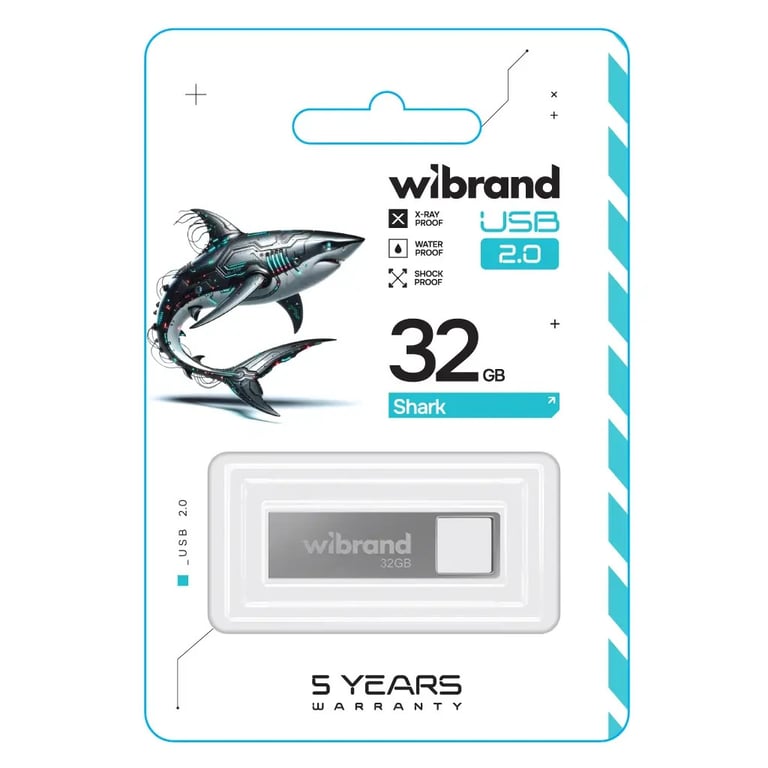 USB флеш накопичувач Wibrand 32GB Shark Silver USB 2.0 (WI2.0/SH32U4S) - фото 2
