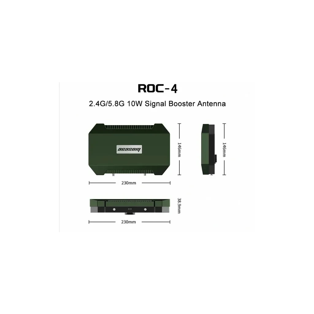 Підсилювач сигналу для дрона Acasom ROC-4 Green 2.4G/5.15/5.8G (10Вт) + кріплення до штативу (ROC-4 Green) - фото 6 Підсилювач сигналу для дрона Acasom ROC-4 Green 2.4G/5.15/5.8G (10Вт) + кріплення до штативу (ROC-4 Green) - фото 6