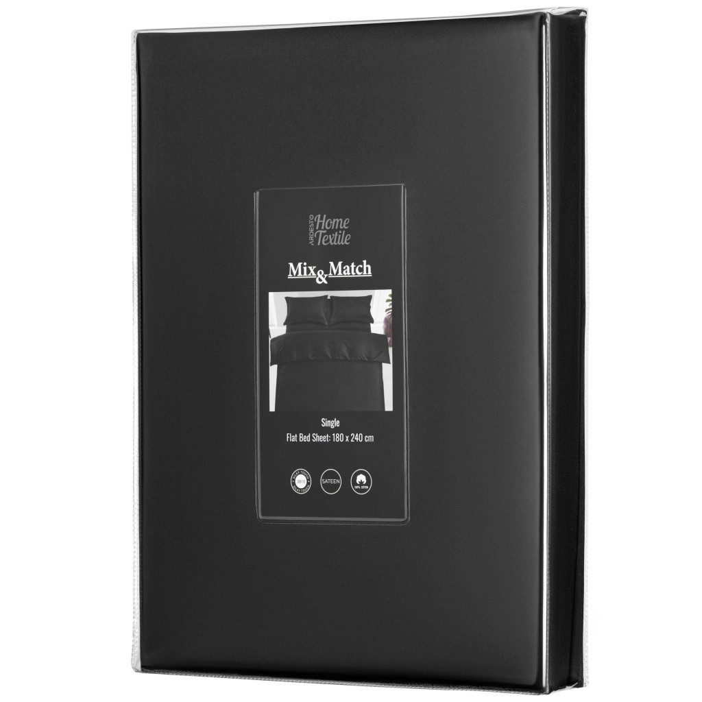 Простирадло Ardesto Mix&Match Premium 100% бавовна, сатин чорний 180х240 см (ART1824FSL) - фото 4 Простирадло Ardesto Mix&Match Premium 100% бавовна, сатин чорний 180х240 см (ART1824FSL) - фото 4