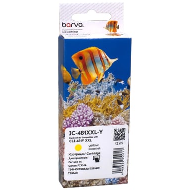 Картридж Barva Canon CLI-481Y XXL (1992C001AA) 824 ст, yellow (IC-481XXL-Y) - фото 1