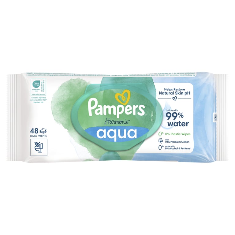 Дитячі вологі серветки Pampers Harmonie Aqua 48 шт (8006540458563) - фото 2