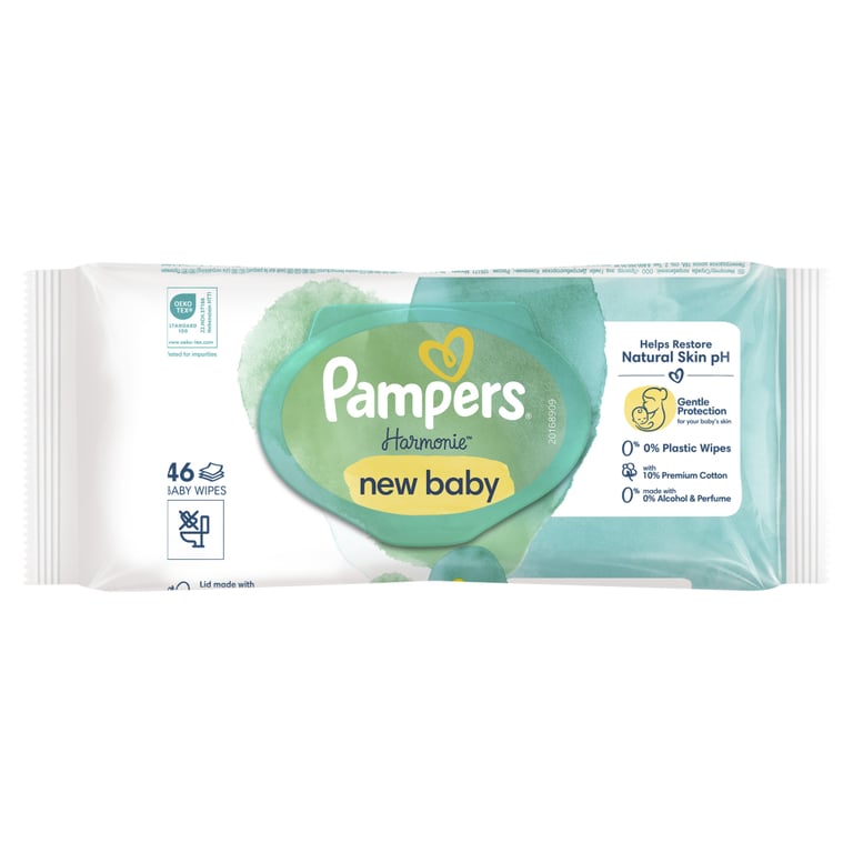 Дитячі вологі серветки Pampers Harmonie New baby 46 шт (8006540815885) - фото 2