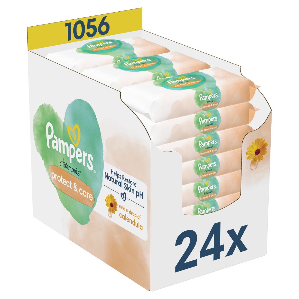 Дитячі вологі серветки Pampers Harmonie Protect&Care з календулою 24 пачки х 44 шт (8700216250603) - фото 1 Дитячі вологі серветки Pampers Harmonie Protect&Care з календулою 24 пачки х 44 шт (8700216250603) - фото 1