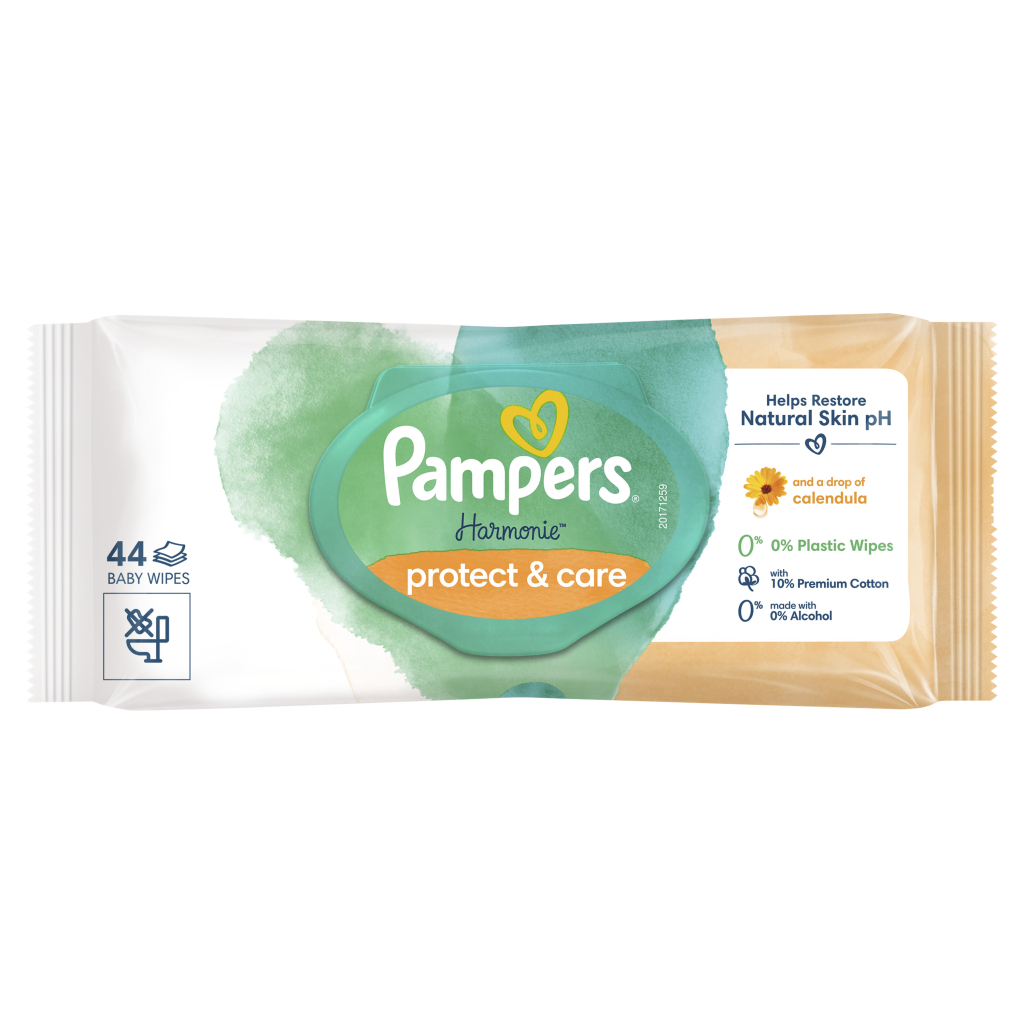 Дитячі вологі серветки Pampers Harmonie Protect&Care з календулою 44 шт (8700216250641) - фото 2 Дитячі вологі серветки Pampers Harmonie Protect&Care з календулою 44 шт (8700216250641) - фото 2