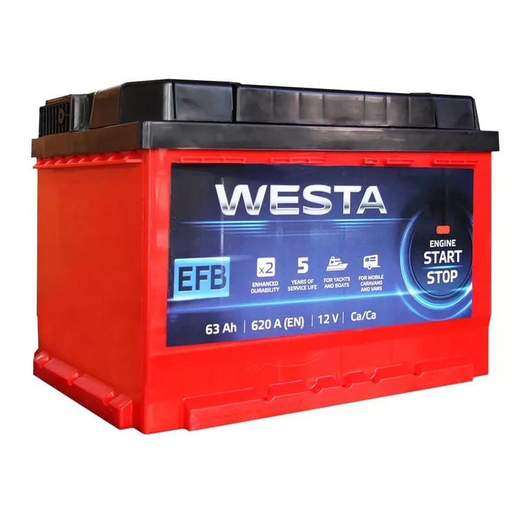 Акумулятор автомобільний Westa 6CT-63 А (0) RED EFB - фото 1