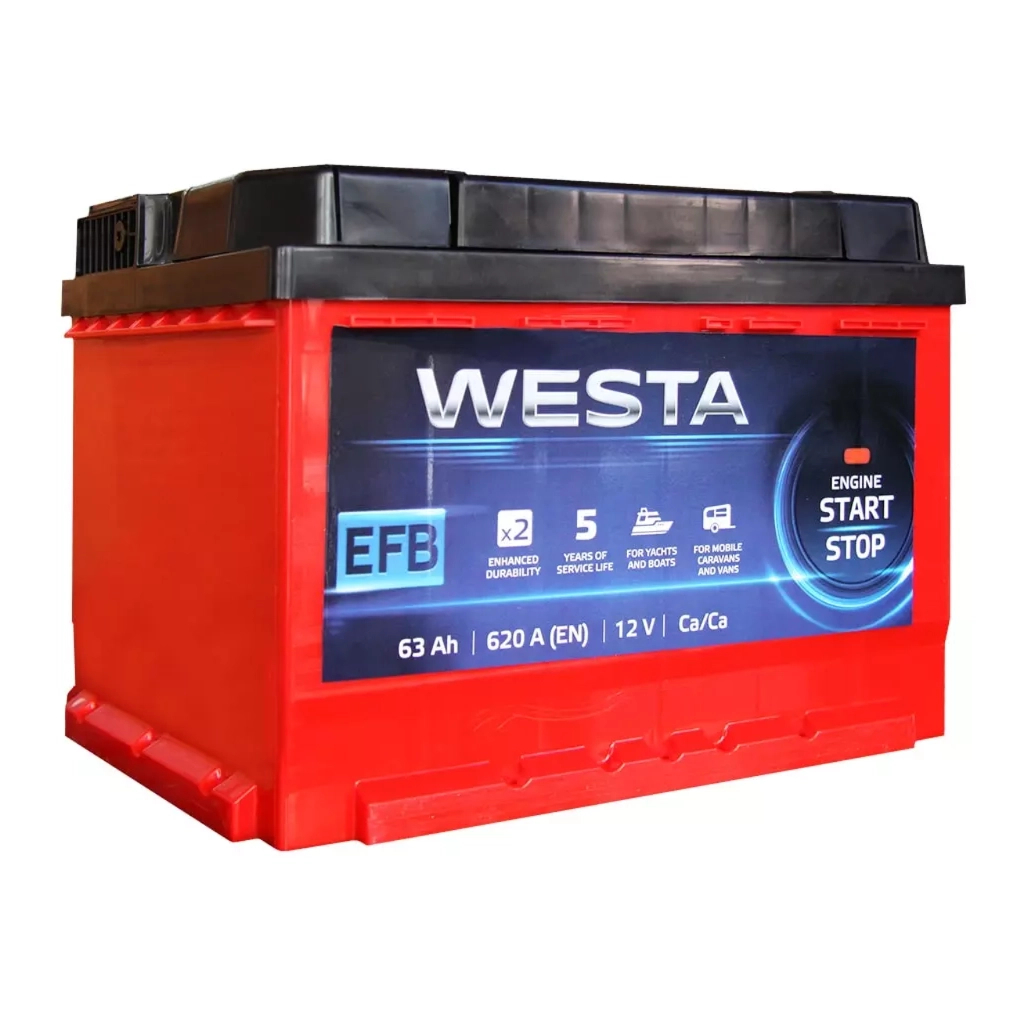 Акумулятор автомобільний Westa 6CT-63 А (1) RED EFB Акумулятор автомобільний Westa 6CT-63 А (1) RED EFB