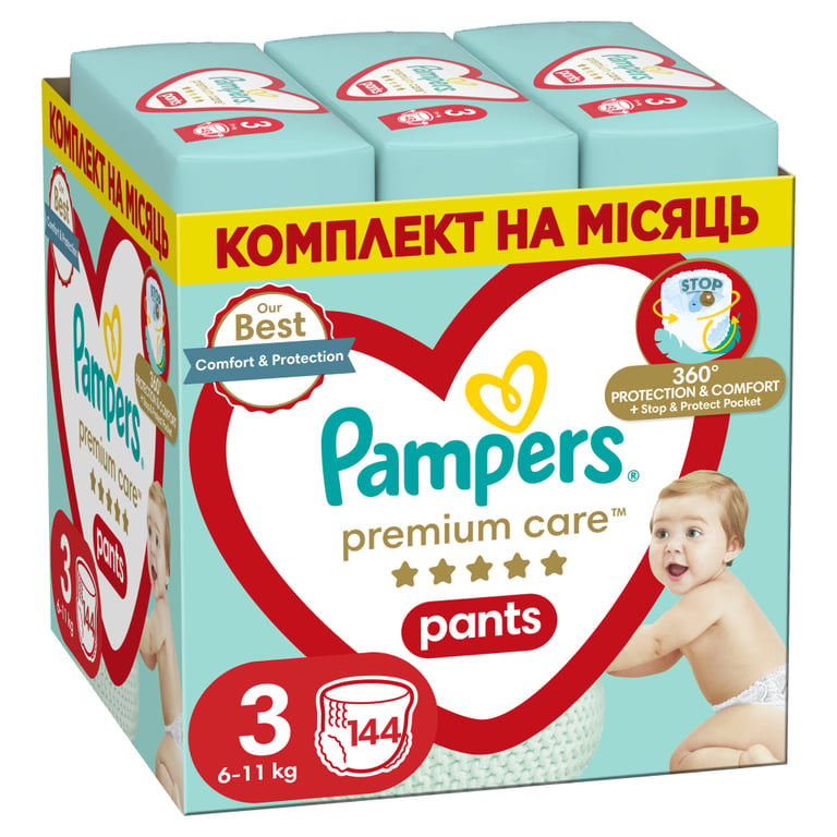 Підгузки Pampers Premium Care Pants Midi Розмір 3 (6-11 кг) 144 шт (8006540490891) - фото 1