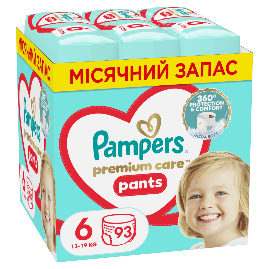 Підгузки Pampers трусики Pants Giant Розмір 6 (14-19 кг) 93 шт (8006540491010) - фото 1 Підгузки Pampers трусики Pants Giant Розмір 6 (14-19 кг) 93 шт (8006540491010) - фото 1