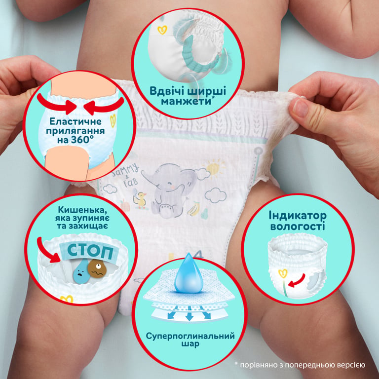 Підгузки Pampers трусики Pants Giant Розмір 6 (14-19 кг) 93 шт (8006540491010) - фото 5