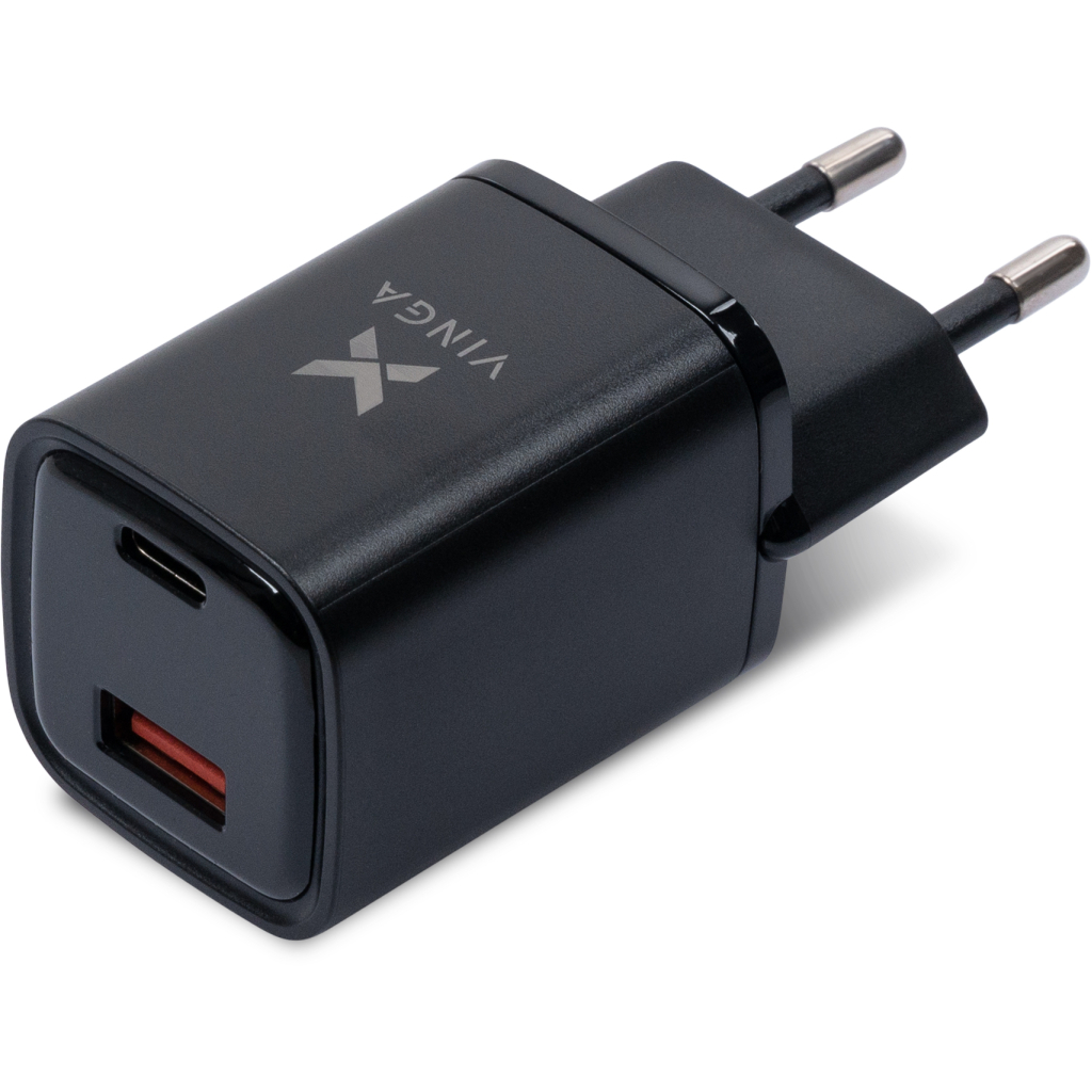 Зарядний пристрій Vinga USB-C PD30W + USB-A QC30W Display 33W Max (VCR30ACDB) - фото 2 Зарядний пристрій Vinga USB-C PD30W + USB-A QC30W Display 33W Max (VCR30ACDB) - фото 2